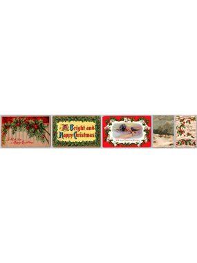 5 Antique Christmas Postcards 1907-1910 Denver CO Mabel Michaels Holly Embossed